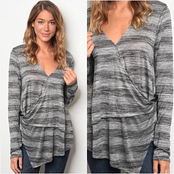 📍SALE Chic Wraparound V-neck Tunic Top Medium - Picture 4 of 7